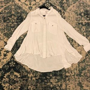 White Free People Button Up Shirt